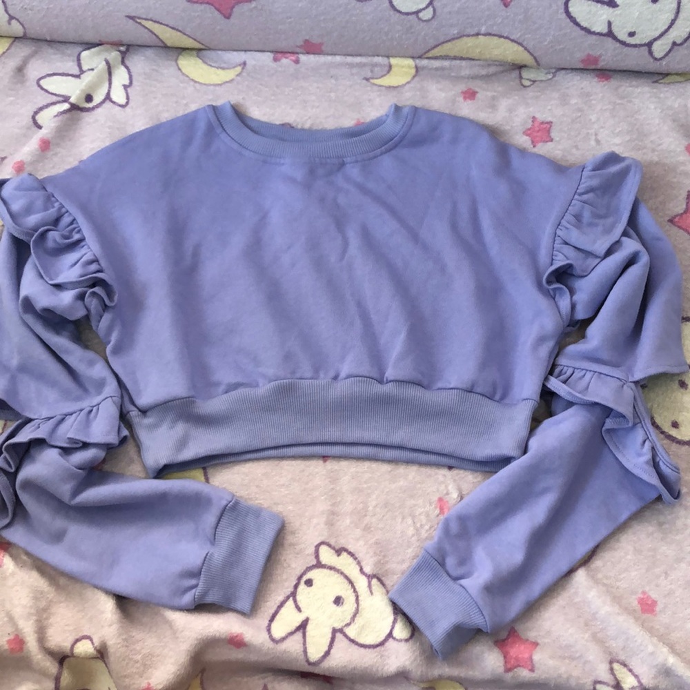 Ruffle sweater crop top